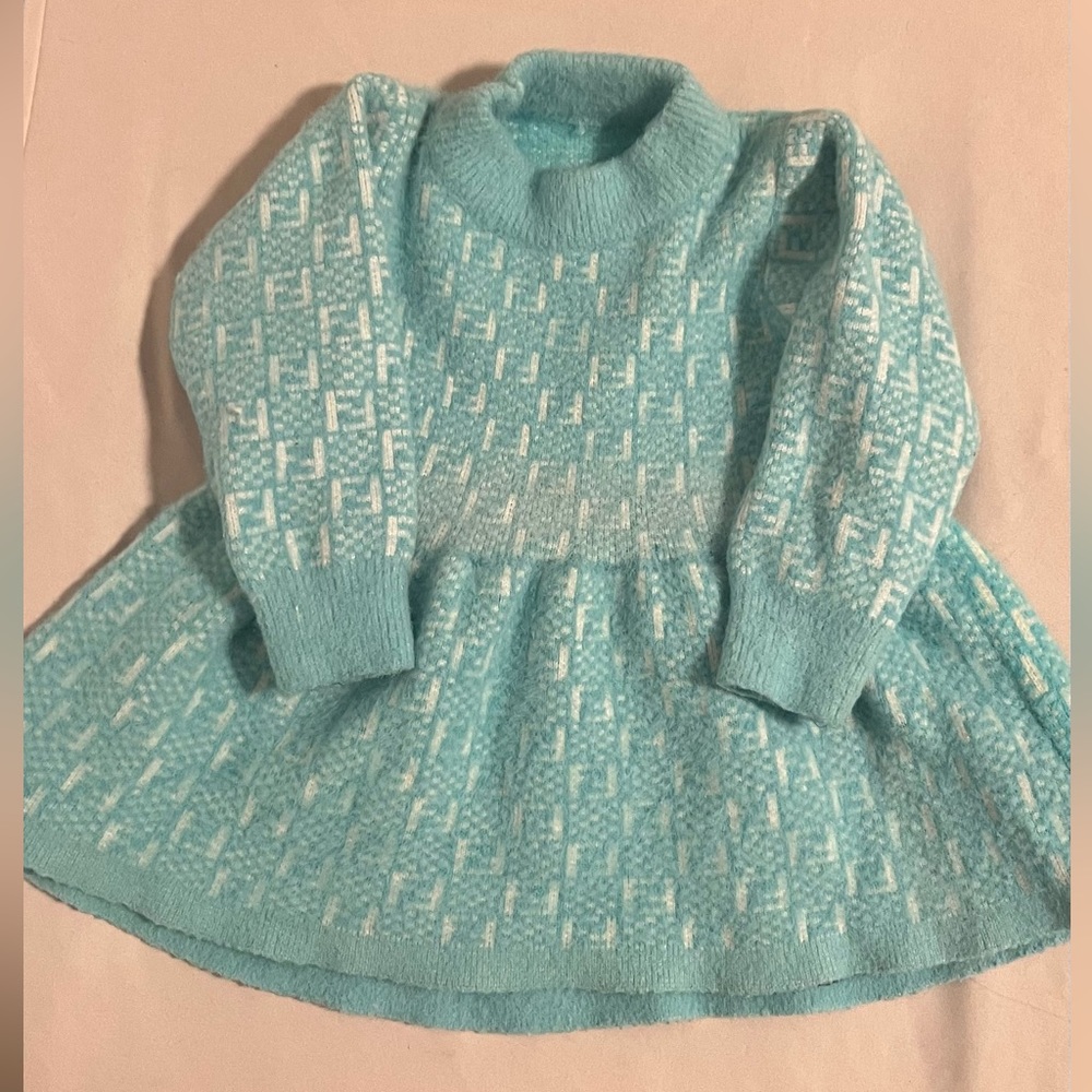 SOLD FENDI Blue Little Girl Dress. Size 2/3T